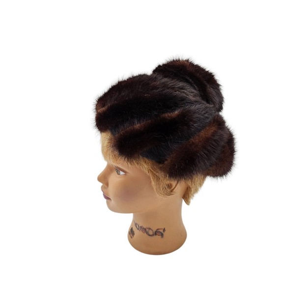Vintage Conrad & Chandler New York Mink Fur Hat Black Brown Swirls Mobwife PROP - Picture 7 of 9